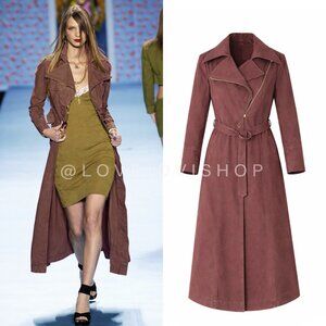 Y2K Runway | Betsy Johnson Fall 2003 Retro Goth Trench in Cocoa Brown | Sz 10